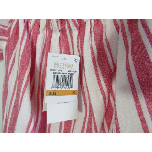 Michael Kors Red & White Striped Off the Shoulder Flutter Sleeve Dress Small NWT - Picture 5 of 5